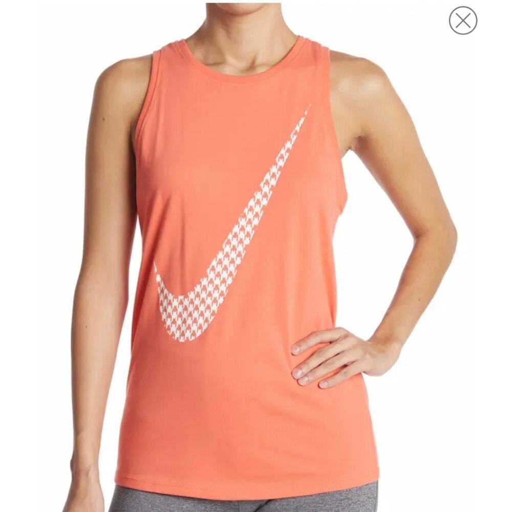 Nike Orange Icon Clash Houndstooth Logo Sleeveless Tank Top Tee Women's Medium